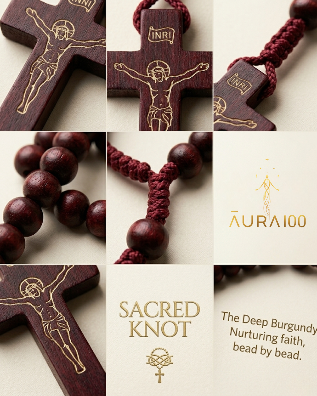 Deep Burgundy Wooden Rosary