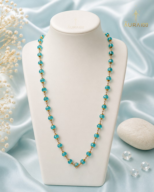 Premium Aquamarine Blue Crystal Spiritual Healing Necklace