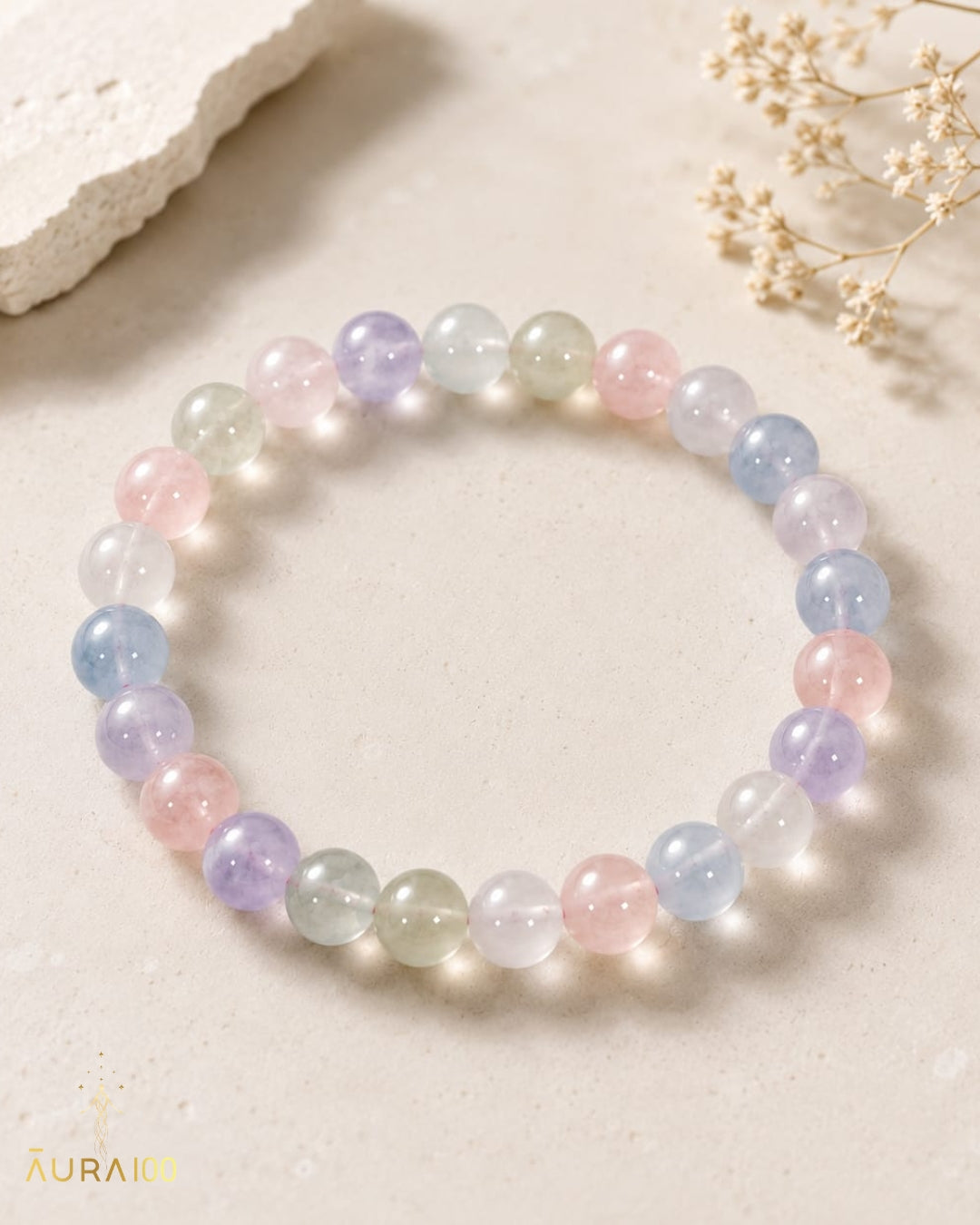 Premium Morganite Natural Stone Spiritual Healing Pastel Bracelet