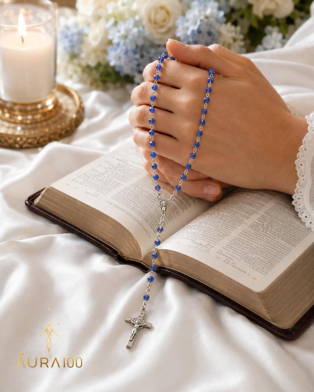 Lapis Blue Faceted Crystal Rosary