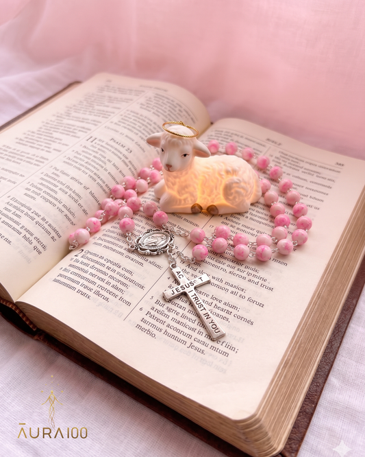 Soft Pink Marbled Rosary