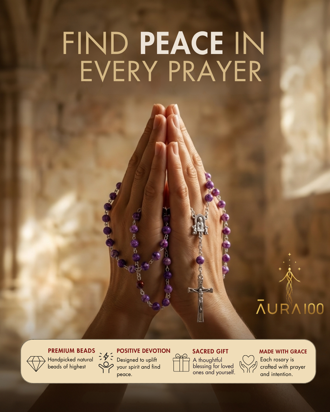 Amethyst Purple Marbled Rosary