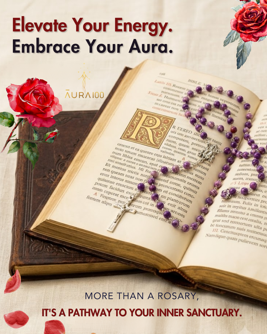 Amethyst Purple Marbled Rosary