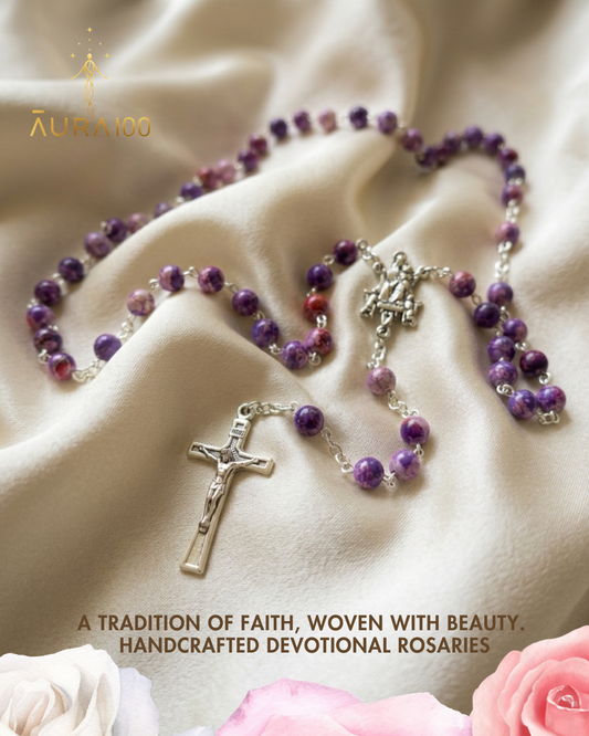 Amethyst Purple Marbled Rosary