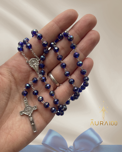 Royal Blue Faceted Crystal Rosary