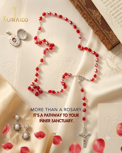 Ruby Red Faceted Crystal Rosary