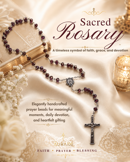 Garnet Wine Faceted Crystal Rosary