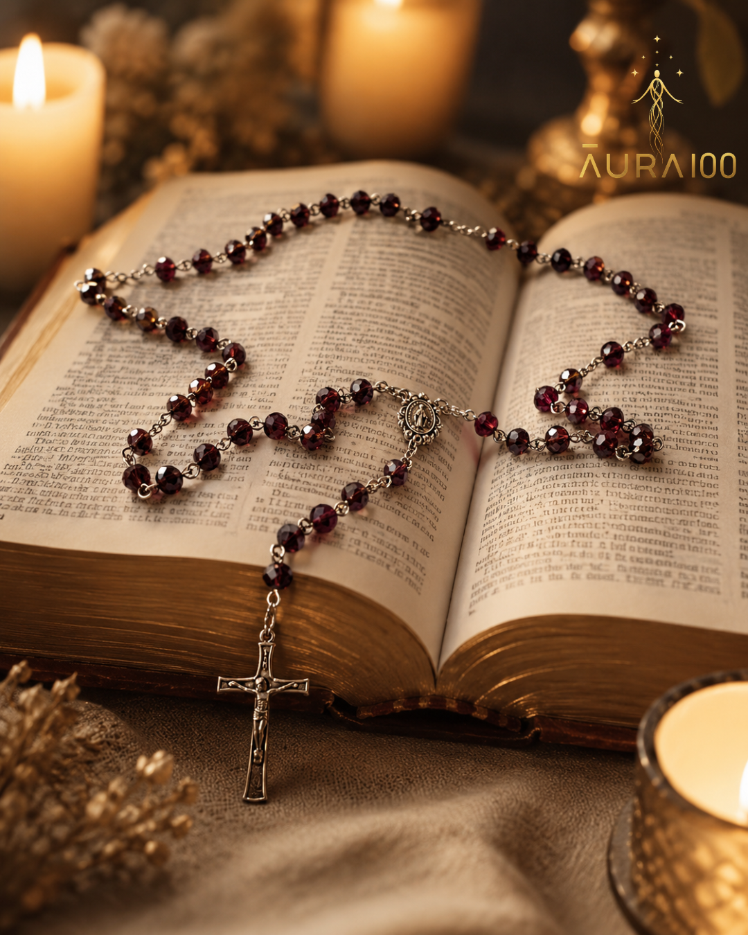 Garnet Wine Faceted Crystal Rosary