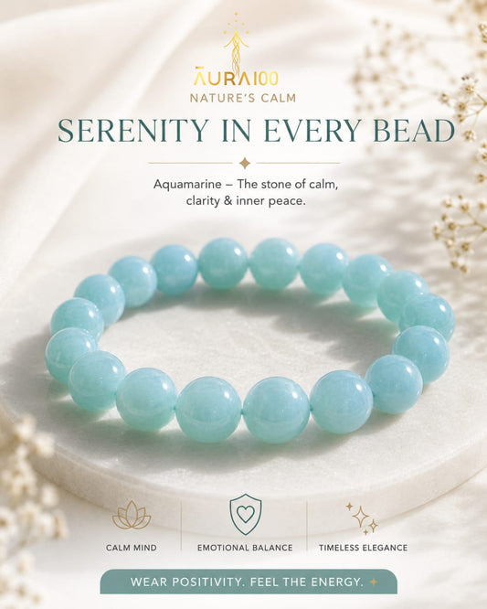 Premium Aquamarine Natural Stone Spiritual Healing Bracelet