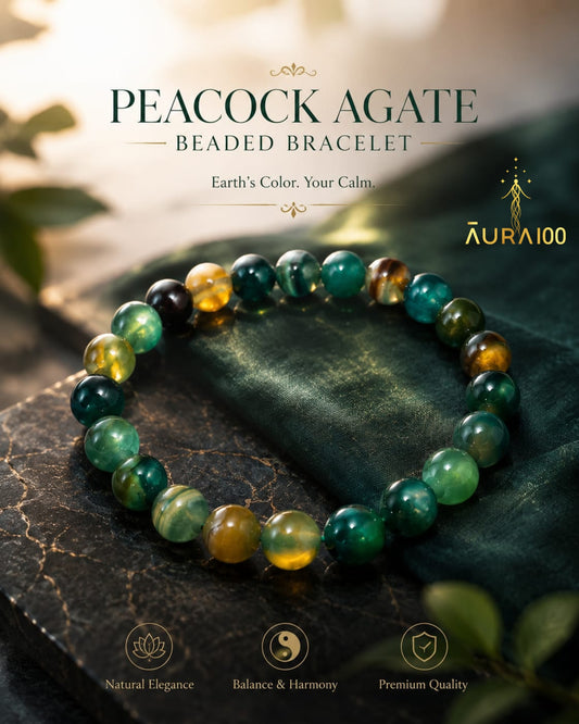 Peacock Agate Natural Stone Spiritual Healing Bracelet