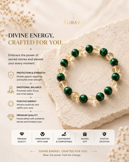 Emerald Quartz and Gold Rutile Natural Stone Spiritual Harmony Bracelet