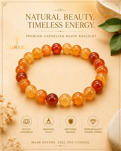 Carnelian Agate Natural Stone Spiritual Healing Bracelet