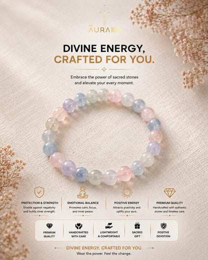 Premium Morganite Natural Stone Spiritual Healing Pastel Bracelet