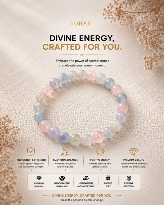 Premium Morganite Natural Stone Spiritual Healing Pastel Bracelet
