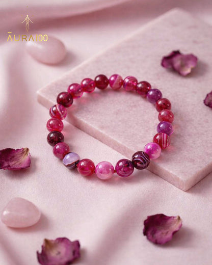 Pink Banded Agate Natural Stone Spiritual Healing Bracelet