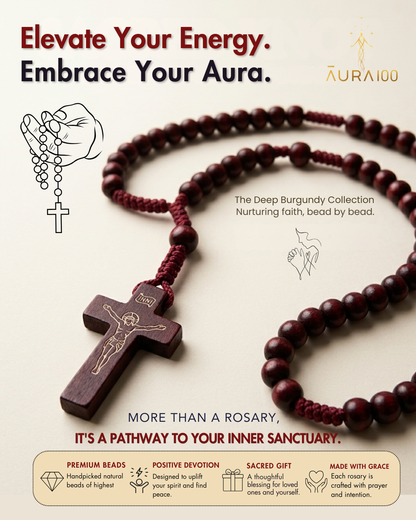 Deep Burgundy Wooden Rosary