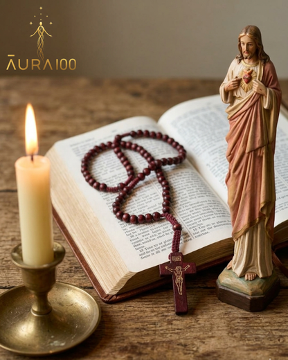Deep Burgundy Wooden Rosary