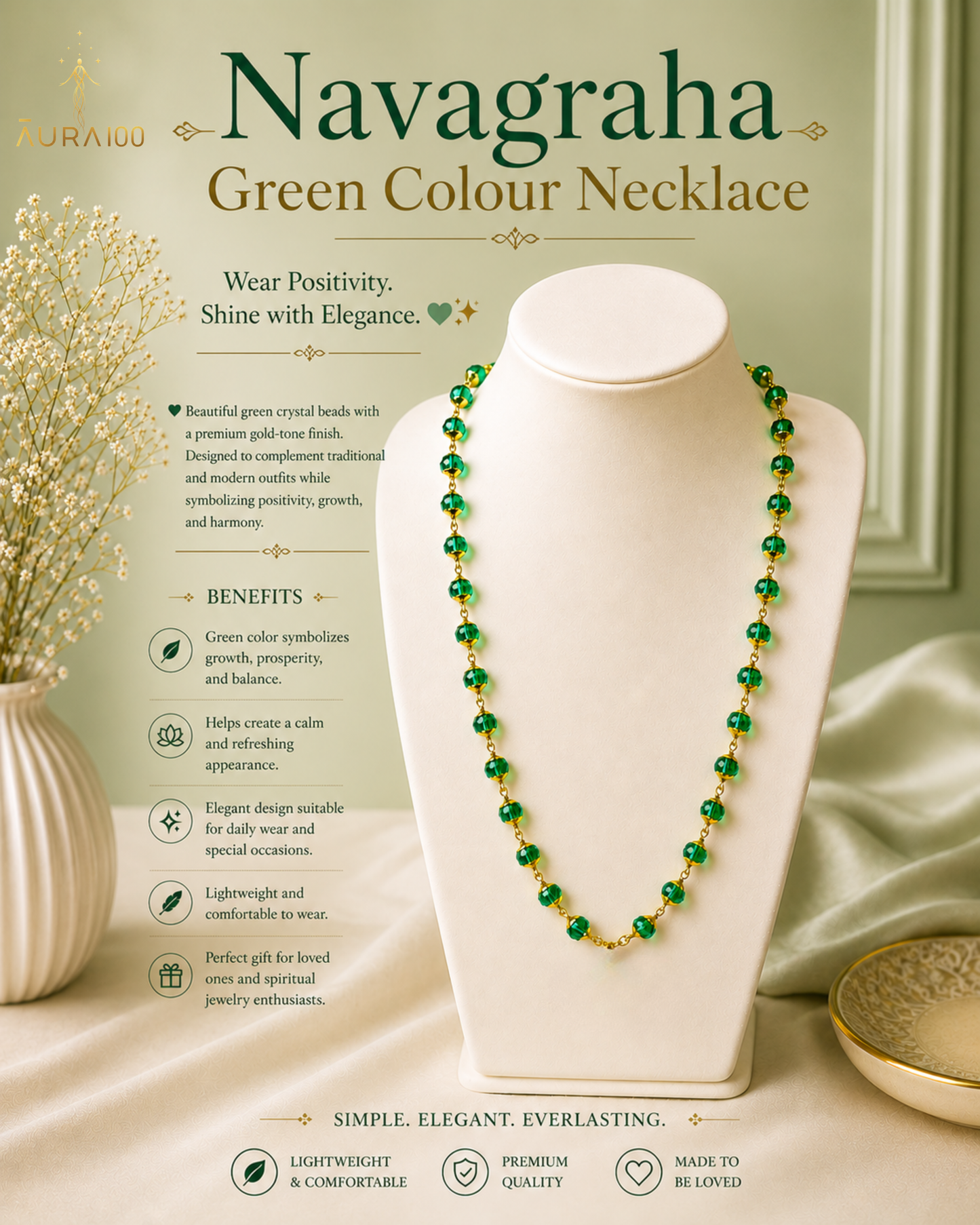 Premium Green Crystal Spiritual Healing Necklace