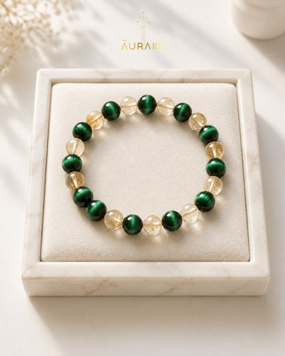 Emerald Quartz and Gold Rutile Natural Stone Spiritual Harmony Bracelet
