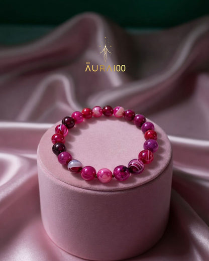 Pink Banded Agate Natural Stone Spiritual Healing Bracelet
