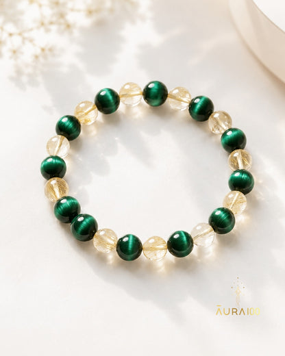 Emerald Quartz and Gold Rutile Natural Stone Spiritual Harmony Bracelet