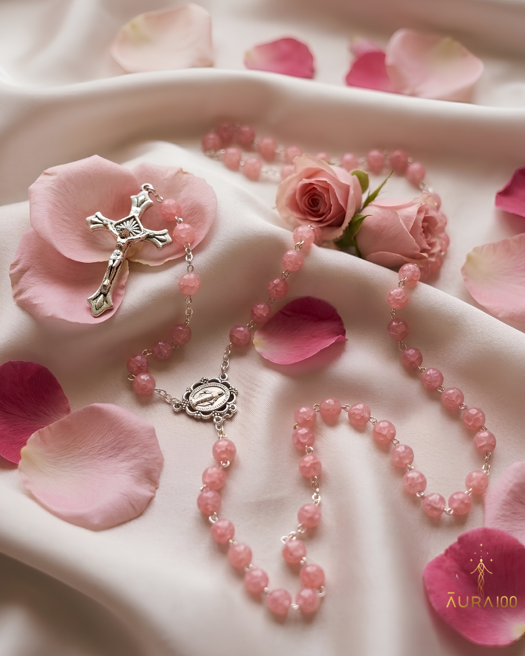 Rose Quartz Pink Crystal Rosary