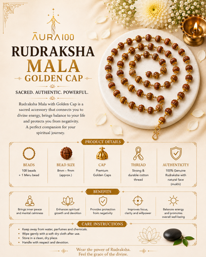 Premium Gold-Plated Rudraksha Mala