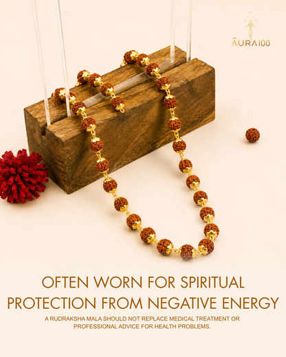 Premium Gold-Plated Rudraksha Mala