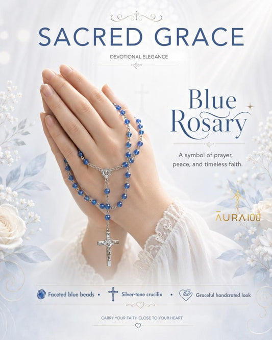 Lapis Blue Faceted Crystal Rosary