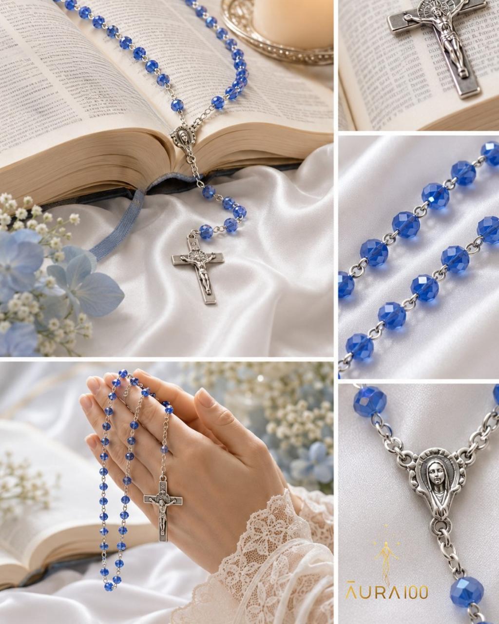 Lapis Blue Faceted Crystal Rosary