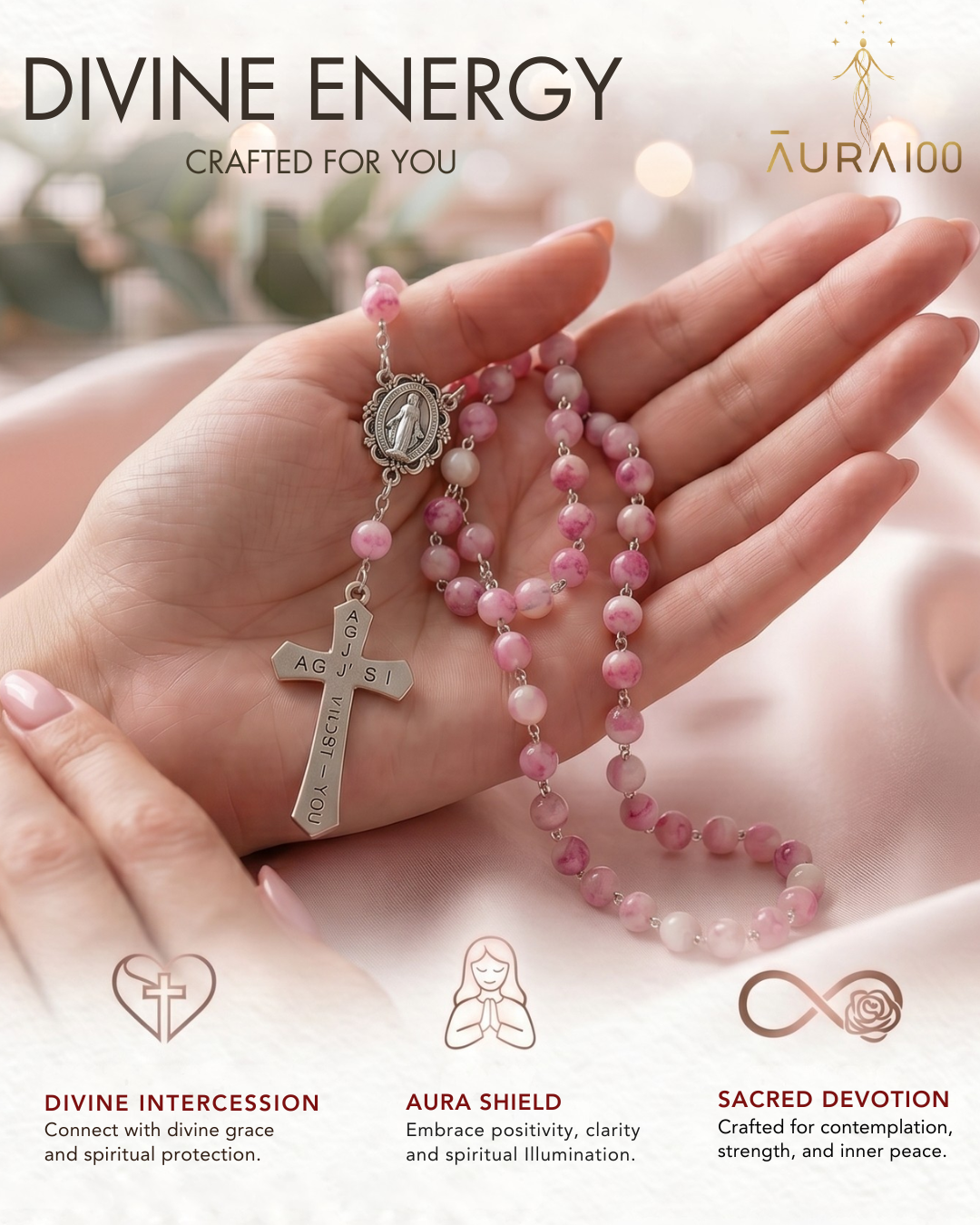 Soft Pink Marbled Rosary