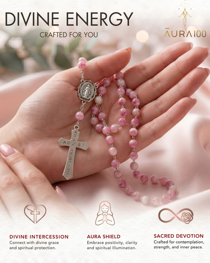 Soft Pink Marbled Rosary