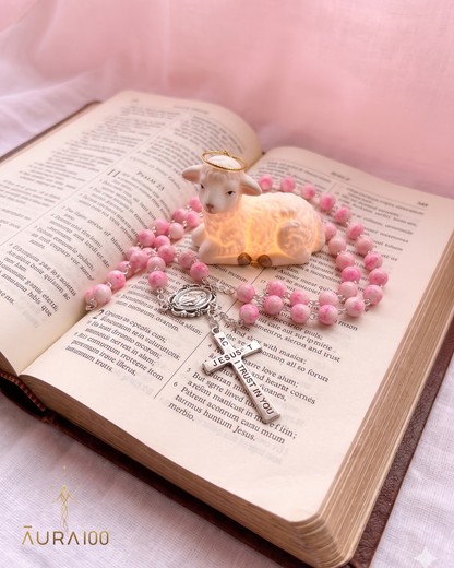 Soft Pink Marbled Rosary