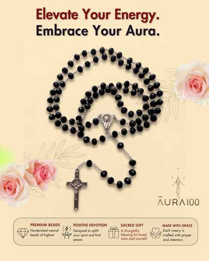 Onyx Black Faceted Crystal Rosary