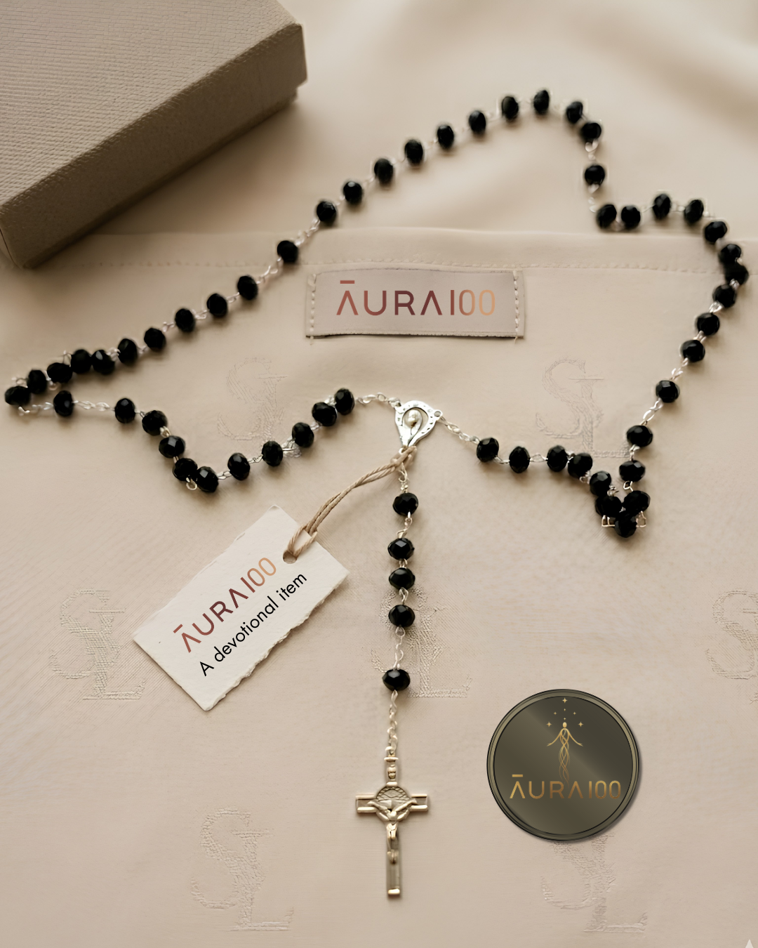 Onyx Black Faceted Crystal Rosary