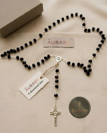 Onyx Black Faceted Crystal Rosary