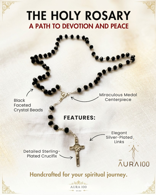 Onyx Black Faceted Crystal Rosary