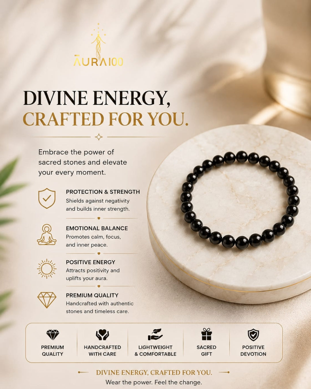 Black Obsidian Natural Stone Spiritual Healing Protection Bracelet